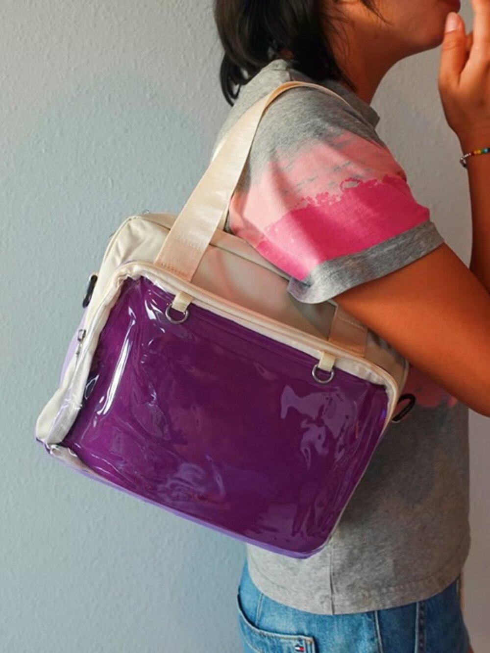 Kawaii Ita Bag Crossbody Messenger Bag, Anime Pin Display Purse, Window itabag